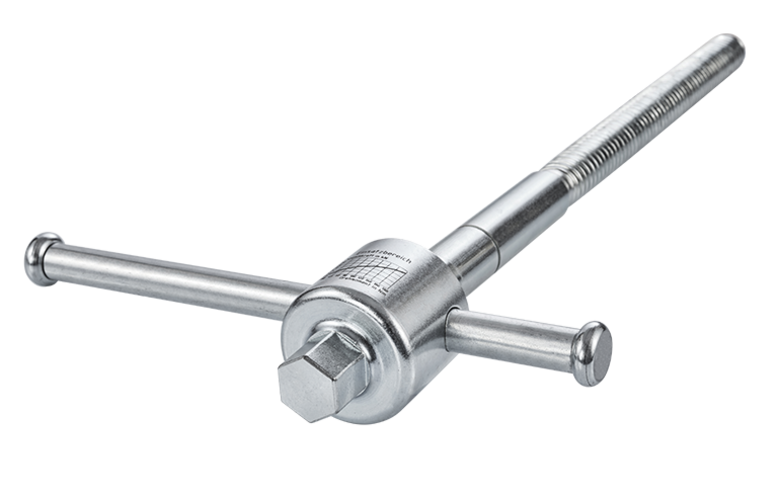 Securely connected to the vice thanks to the enclosed design. Version with 19 mm or 21 mm hexagon mount, e.g. for a torque spanner.