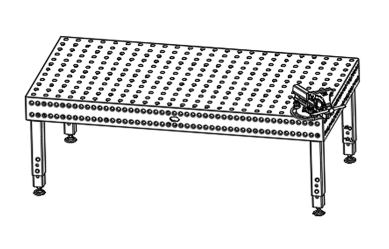 Additionally, there are two options to mount the vice at a 45-degree angle on the corner of the table.