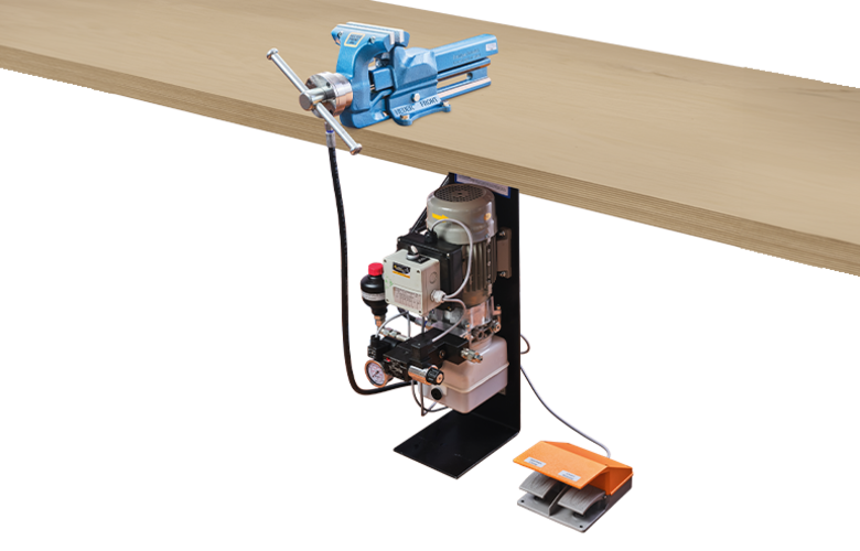 The HEUER short-stroke module is delivered fully assembled, including the vice and hydraulic unit.